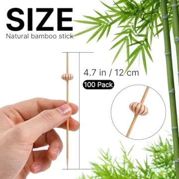 PuTwo Handmade Bamboo Cocktail Picks 100ct for Parties