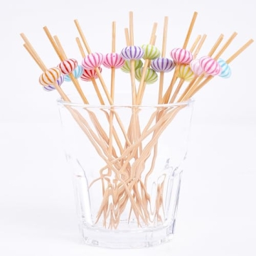 PuTwo Handmade Bamboo Cocktail Picks 100ct for Parties