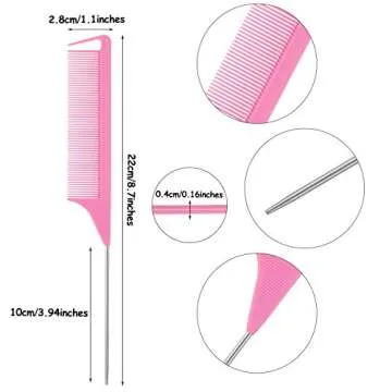 WILLBOND Magnetic Wrist Sewing Pincushion Wrist Magnetic Pin Holder Wristband Pin Cushion Holder with 3 Pcs Stainless Steel Pintail Comb Rat Tail Comb for Hair Clips Sewing, Hand Sewing (Rose Red)