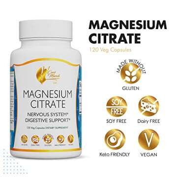 Coco March Magnesium Citrate - Relaxation- Sleep - Nervous & Digestive System Support, Gluten Free, Soy Free, Dairy Free, Keto Friendly, Vegan, 800 mg per Serving, 120 Capsules