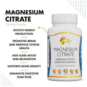 Coco March Magnesium Citrate - Relaxation- Sleep - Nervous & Digestive System Support, Gluten Free, Soy Free, Dairy Free, Keto Friendly, Vegan, 800 mg per Serving, 120 Capsules