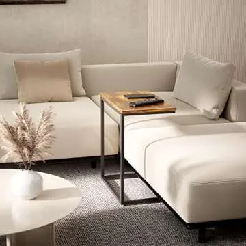 Pipishell C Shaped End Table 27 inches High, Side Table for Couch Slide Under, C Table Sofa Side End Table for Living Room