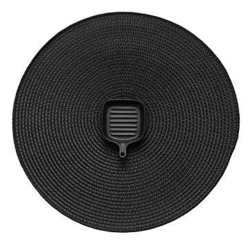AHHFSMEI Round Braided Placemats 15 Inch Round Table Mats for Dining Tables Natural Woven Heat Resistant Place mats Set of 8 (Black,8)