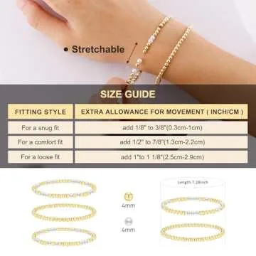 jollone Gold Bracelets for Women Gold Bracelet Stack Pearl Bracelet Beaded Bracelets for Women 14K Gold Plated Stretch Bead Ball Bracelet Sets Jewelry for Christmas Birthday Gifts