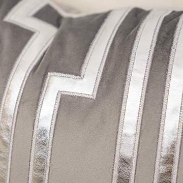 Alerfa Gold Leather Striped Gray Throw Pillow Cover 20x20
