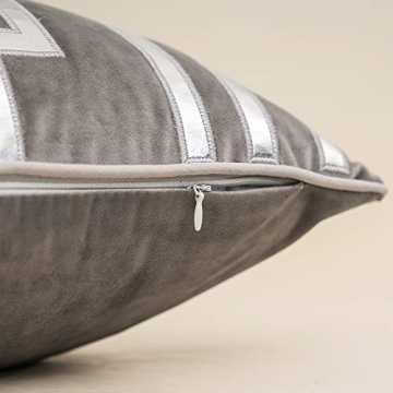 Alerfa Gold Leather Striped Gray Throw Pillow Cover 20x20