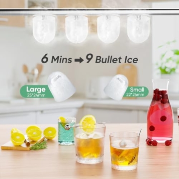 DUMOS Countertop Ice Maker - Quick, Portable, Self-Cleaning Ice Machine
