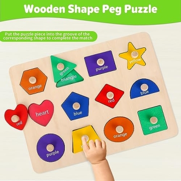 Jumlys Montessori Wooden Shape Learning Puzzle for Toddlers