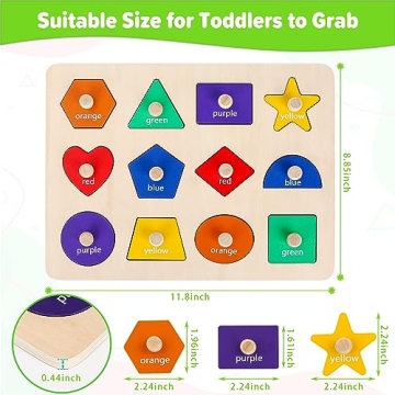 Jumlys Montessori Wooden Shape Learning Puzzle for Toddlers