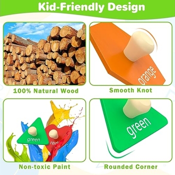 Jumlys Montessori Wooden Shape Learning Puzzle for Toddlers