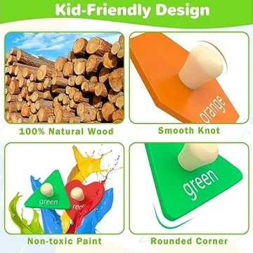 Jumlys Montessori Wooden Shape Learning Puzzle for Toddlers