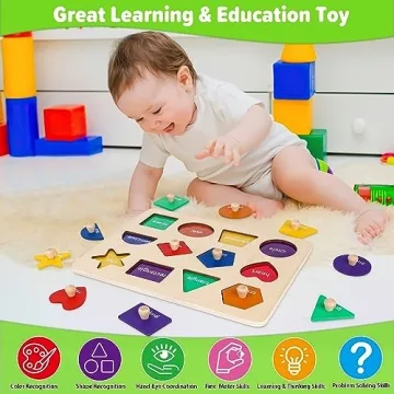 Jumlys Montessori Wooden Shape Learning Puzzle for Toddlers