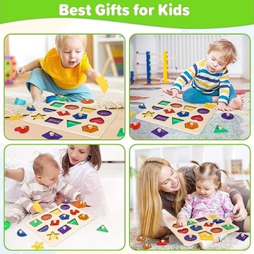 Jumlys Montessori Wooden Shape Learning Puzzle for Toddlers