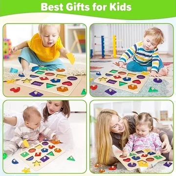 Jumlys Montessori Wooden Shape Learning Puzzle for Toddlers