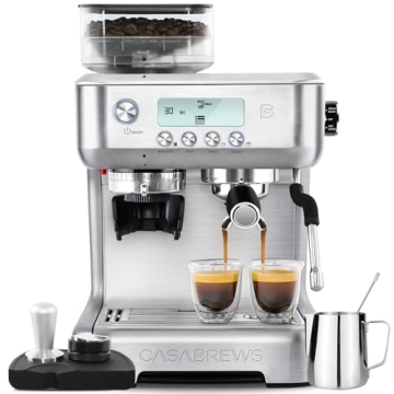CASABREWS Espresso Machine with Grinder, Barista Espresso Maker with Milk Frother Steam Wand, Profes...