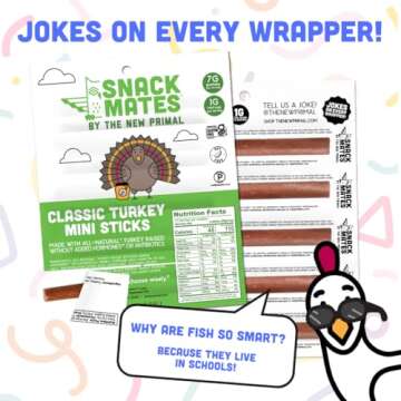 The New Primal Snack Mates Turkey Sticks, Gluten Free Healthy Snacks for Kids, Low Sugar High Protein Back to School Snacks, Mini Paleo Jerky Meat Stick, 7g Protein, 45 Calories, 10 Pack