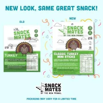 The New Primal Snack Mates Turkey Sticks, Gluten Free Healthy Snacks for Kids, Low Sugar High Protein Back to School Snacks, Mini Paleo Jerky Meat Stick, 7g Protein, 45 Calories, 10 Pack