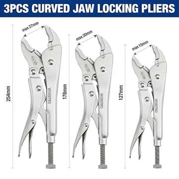 WORKPRO 5-Piece Locking Pliers Set, Pliers Tool Set, Vice Grips with Chrome-vanadium Steel, 5/7/10 inch Curved Jaw Pliers, 6.5/9 inch Long Nose Pliers