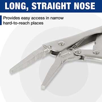 WORKPRO 5-Piece Locking Pliers Set, Pliers Tool Set, Vice Grips with Chrome-vanadium Steel, 5/7/10 inch Curved Jaw Pliers, 6.5/9 inch Long Nose Pliers