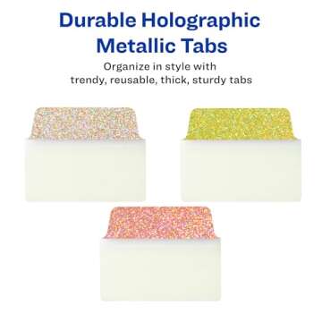 Avery Multi-Use Ultra Tabs, 2" x 1.5", Holographic Sunset Ombré Colors, 18 Repositionable Page Tabs (74148)