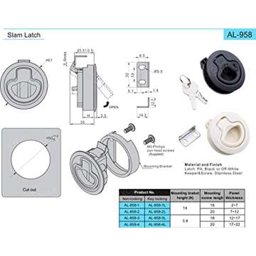Slam Latch Round Pull Latch for 1/2" Door Replacement