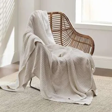 Bedsure 100% Cotton Waffle Weave Blanket - Twin XL Size