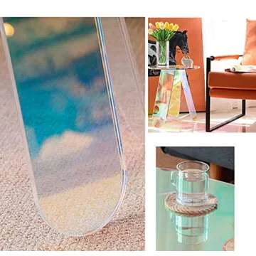 BEANLEFFEN Acrylic Side Table Iridescent End Table, Round Bedside Tables Clear Night Stands for Small Spaces, Bistro, Outdoors (17.7" x 18.5")