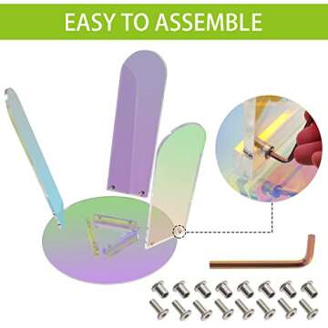 BEANLEFFEN Acrylic Side Table Iridescent End Table, Round Bedside Tables Clear Night Stands for Small Spaces, Bistro, Outdoors (17.7" x 18.5")