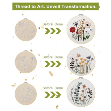 Santune Embroidery Kit for Beginners with Floral Patterns