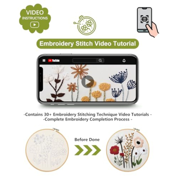 Santune Embroidery Kit for Beginners with Floral Patterns