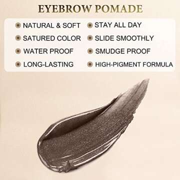Eyebrow Pomade - Waterproof Brow Pomade for Long-lasting Results,Smudge Proof and Sweat Resistant Formula,Natural Eyebrow Makeup for All Skin Types and Tones - Dark Brown