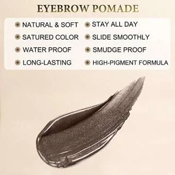 Eyebrow Pomade - Waterproof Brow Pomade for Long-lasting Results,Smudge Proof and Sweat Resistant Formula,Natural Eyebrow Makeup for All Skin Types and Tones - Dark Brown