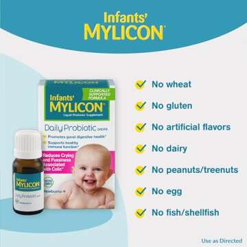 Infants' Mylicon Daily Probiotic Drops, Support Colic Relief & Immunity in Babies, 8mL