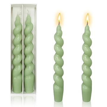 Green Taper Candle Green Spiral Candlesticks - Gedengni 7.5inches Short Tapered Candles Cute Twisted...