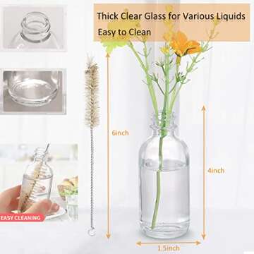 12pack 2oz Sample Bottles Glass Bottles With Caps,Wellness Shot Bottles for Bourbon Whiskey,liquor,Juice,Potion,Oils,Vanilla Extract,Tincture,Hot Sauce,Syrup,with Funnels,Labels,Brush,No Leakag