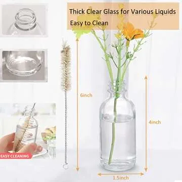 12pack 2oz Sample Bottles Glass Bottles With Caps,Wellness Shot Bottles for Bourbon Whiskey,liquor,Juice,Potion,Oils,Vanilla Extract,Tincture,Hot Sauce,Syrup,with Funnels,Labels,Brush,No Leakag