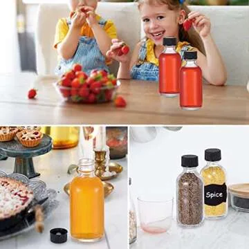 12pack 2oz Sample Bottles Glass Bottles With Caps,Wellness Shot Bottles for Bourbon Whiskey,liquor,Juice,Potion,Oils,Vanilla Extract,Tincture,Hot Sauce,Syrup,with Funnels,Labels,Brush,No Leakag