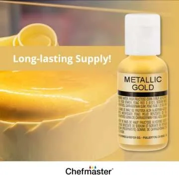 Chefmaster 6-Bottle Set of Metallic Airbrush Food Coloring, Rich Colors, Edible Glitter, Professional-Grade Dye for Icing, Frosting, Fondant, Chocolate, Made in USA, 0.67 oz Each