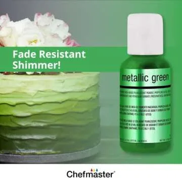 Chefmaster 6-Bottle Set of Metallic Airbrush Food Coloring, Rich Colors, Edible Glitter, Professional-Grade Dye for Icing, Frosting, Fondant, Chocolate, Made in USA, 0.67 oz Each