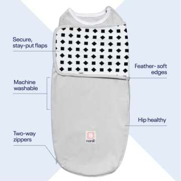 Nanit Breathing Wear Swaddle, Size Small, 0-3 months, Multicolor, 3 Count