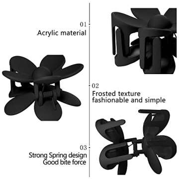OWIIZI Hair Clip, Large Claw Clips for Thick Hair, Non-Slip Cute Flower Matte Big Hair Clips, Strong Hold Barrette Jumbo Hair Clips for Women, 6 Pieces Set