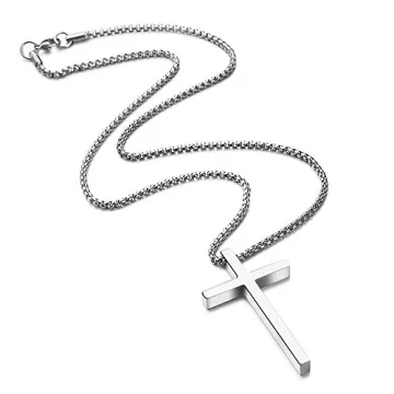 M MOOHAM Cross Pendant Necklace - 18 Inch Silver Chain