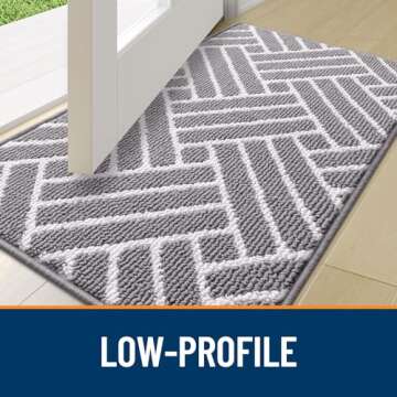 OLANLY Indoor Door Mat, 32x20 Inch, Dirt Resistant and Absorbent, Non-Slip Rubber Backing Floor Mats, Easy Clean Low-Profile Doormat for Entryway, Front Door, and Inside Entrance, Grey