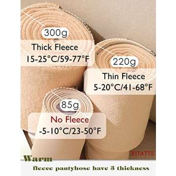 Ritatte Thick Fleece Lined Tights for Women, Fake Warm Translucent Pantyhose, Stretchy High Waist Sheer Solid Leggings. (220g, Black-Stirrup)