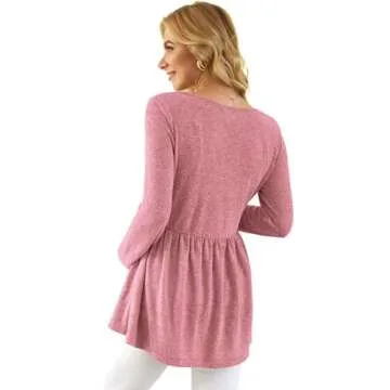 Xpenyo Womens Maternity Tunics Long Sleeve Tops Fall Winter Shirts for Leggings Casual Pregnancy Clothes, Pinkish XXL