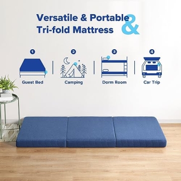 Olee Sleep Tri-Folding Memory Foam Mattress for Camping