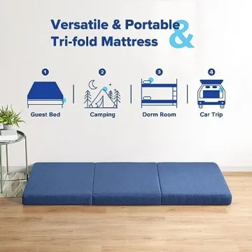 Olee Sleep Tri-Folding Memory Foam Mattress for Camping