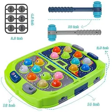 Whack Mole Game for Toddler, Toys for 3-12 Year Old Boys and Girls, Whack Mole Toys for Kid,Gifts for 3 4 5 6+ Year Old Boys, Interactive Educational Toys with Sound and Light, PK Mode with 2 Hammers