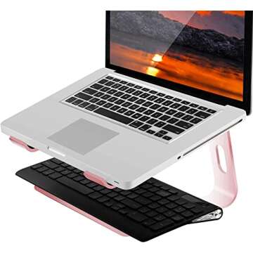 Orionstar Laptop Stand Aluminum Laptop Riser Compatible with Mac MacBook Air Pro 10 to 15.6 Inch Notebook Computer, Ergonomic Elevator Holder (Pink)