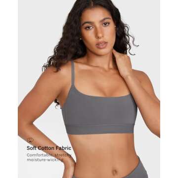 INLYRIC Women's Cotton Bralette - Wireless Unlined Sleep Comfortable Seamless Cami Bra Lava Smoke Gr...
